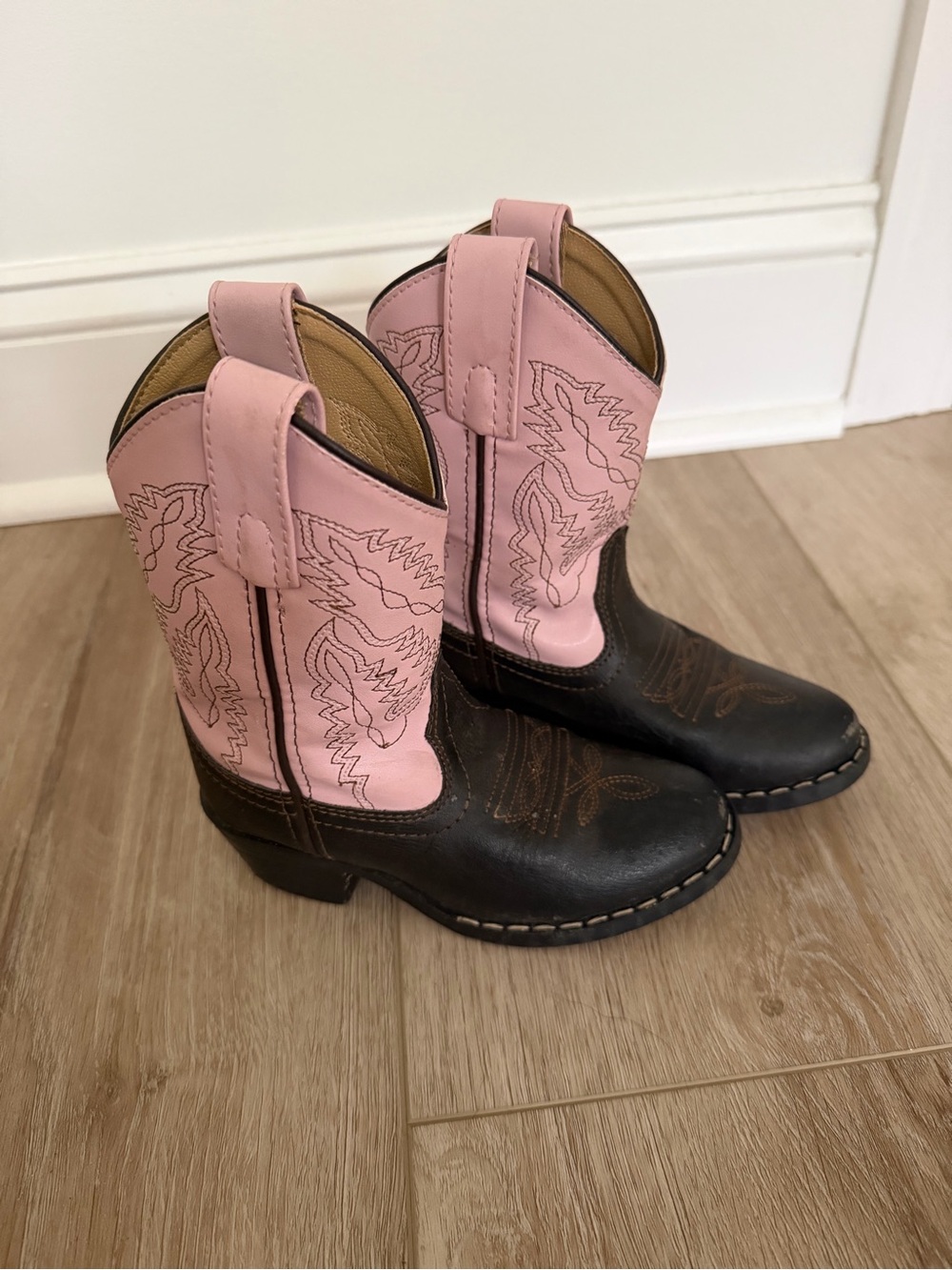 Toddler Girls Pink and brown Cowboy Boots